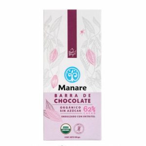Chocolate sin azúcar orgánico 62% cacao Manare